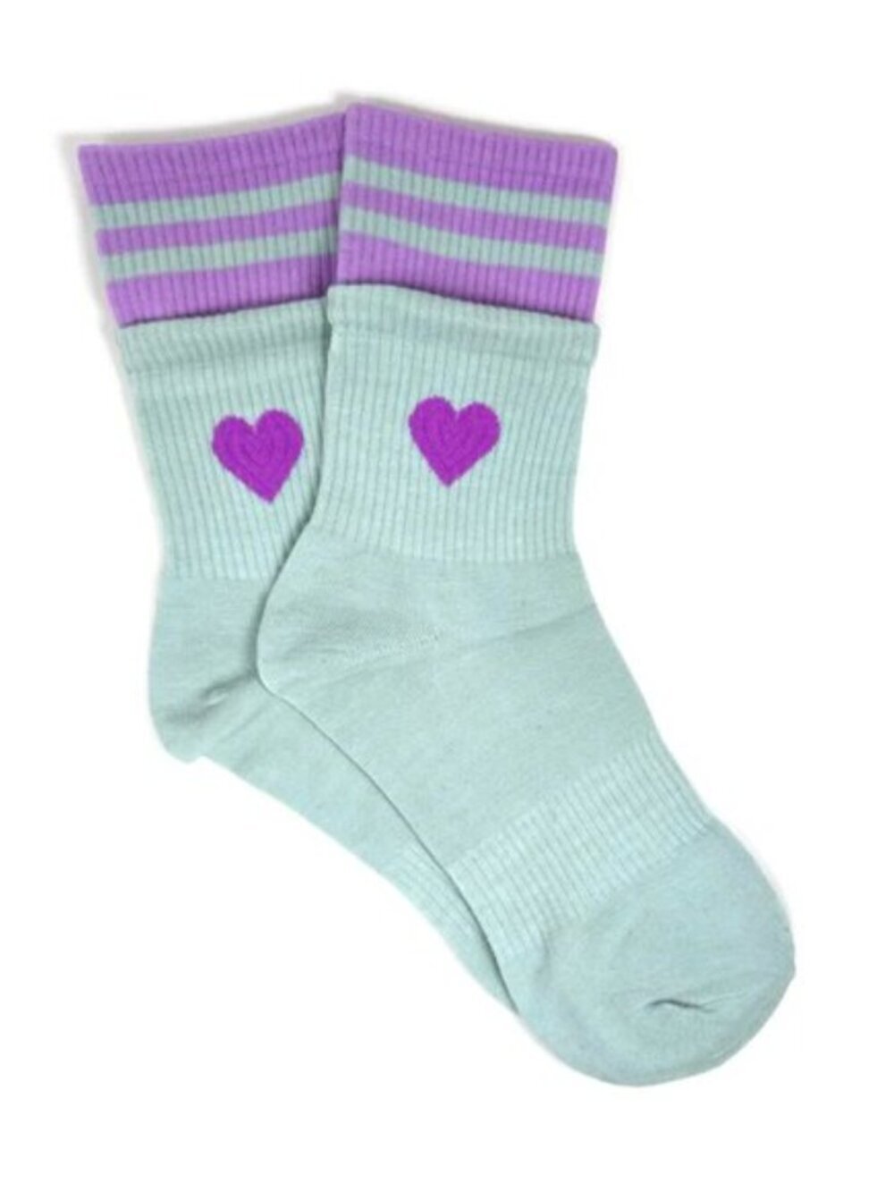 NWT Heart Cuff Sock-in-a-Sock Striped Layered Blue Socks